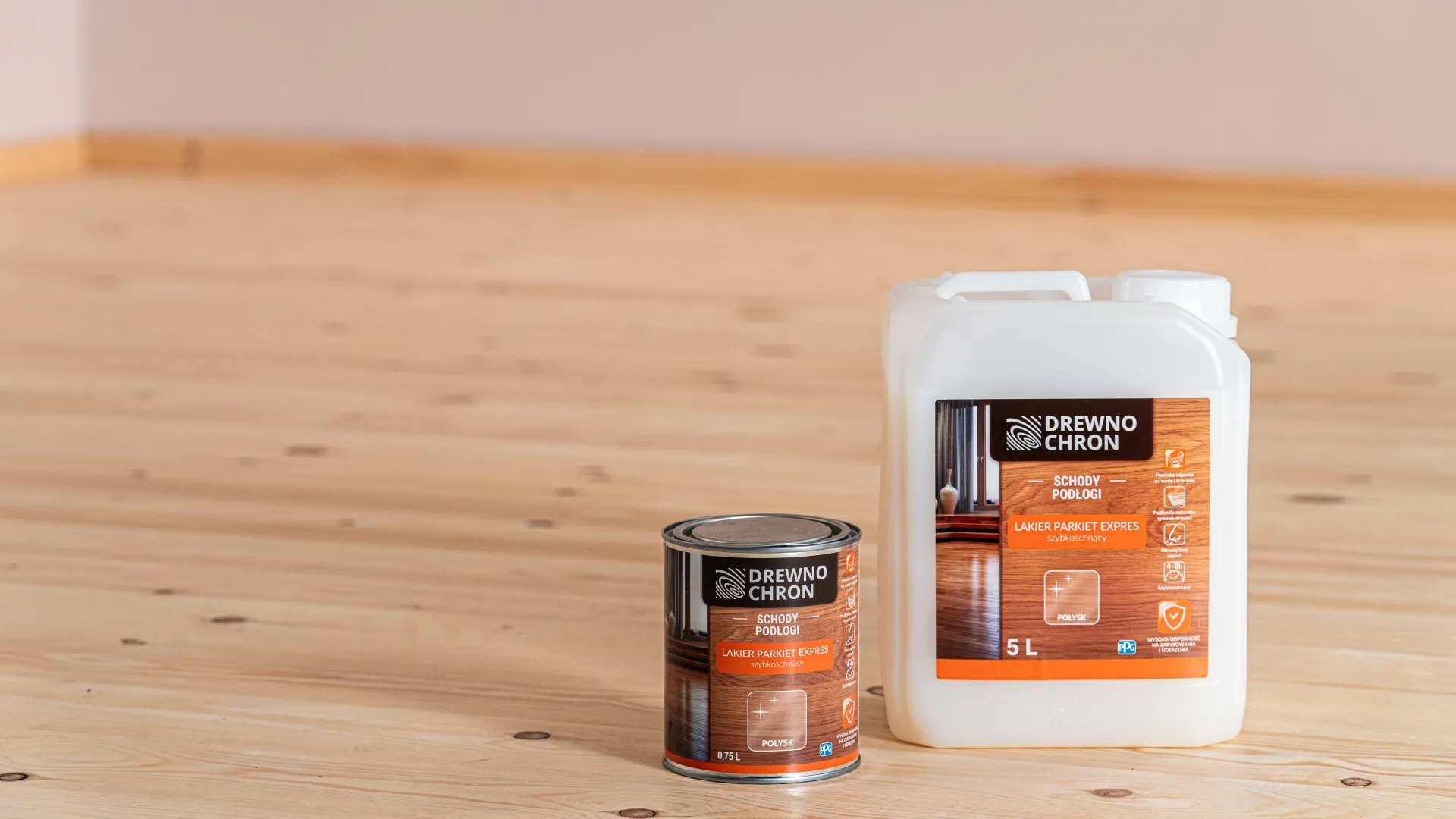 Drewniany parkiet pomalowany Drewnochron Lakier Parkiet Expres